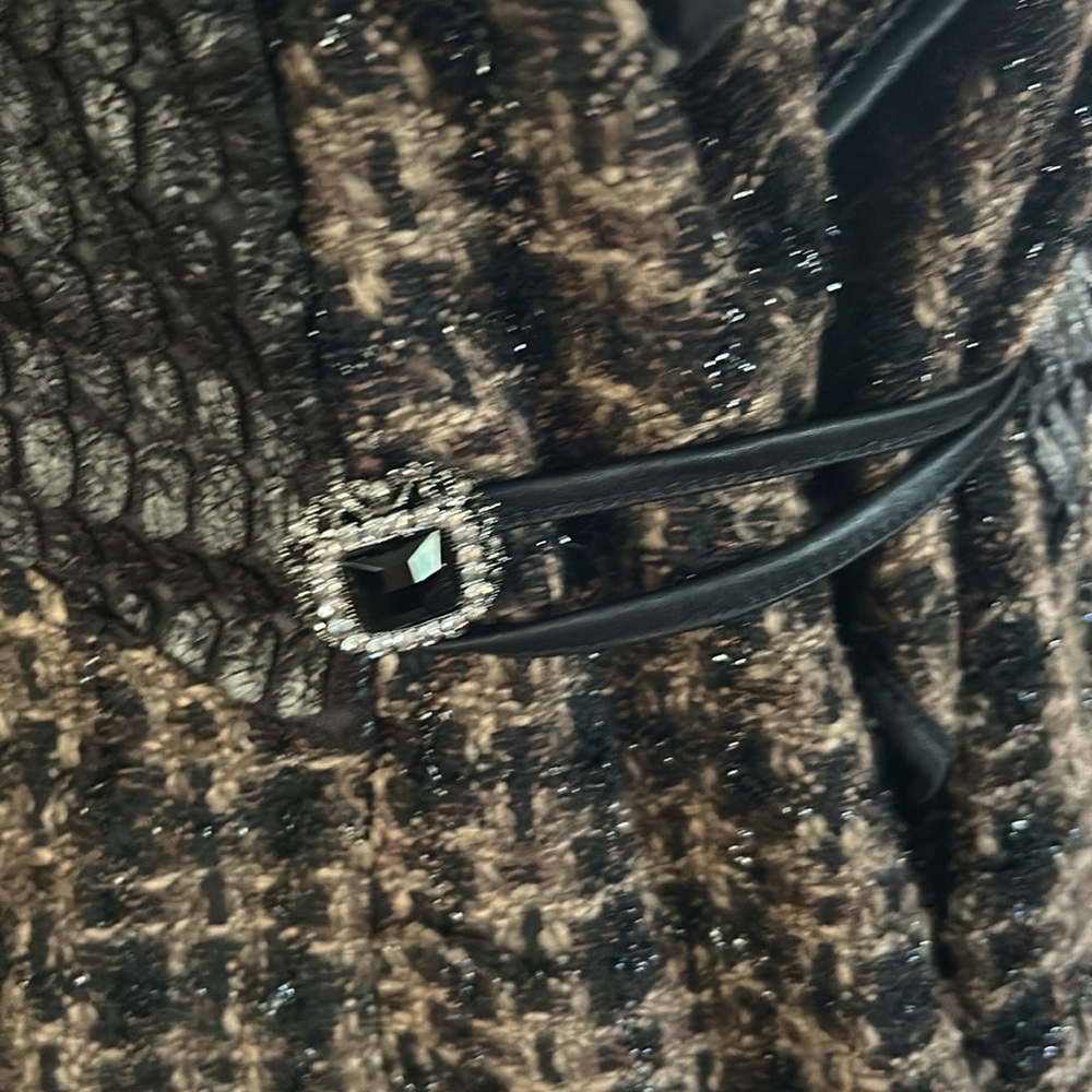Brown and Black Blazer w Faux Leather Trim - Picture 7 of 15